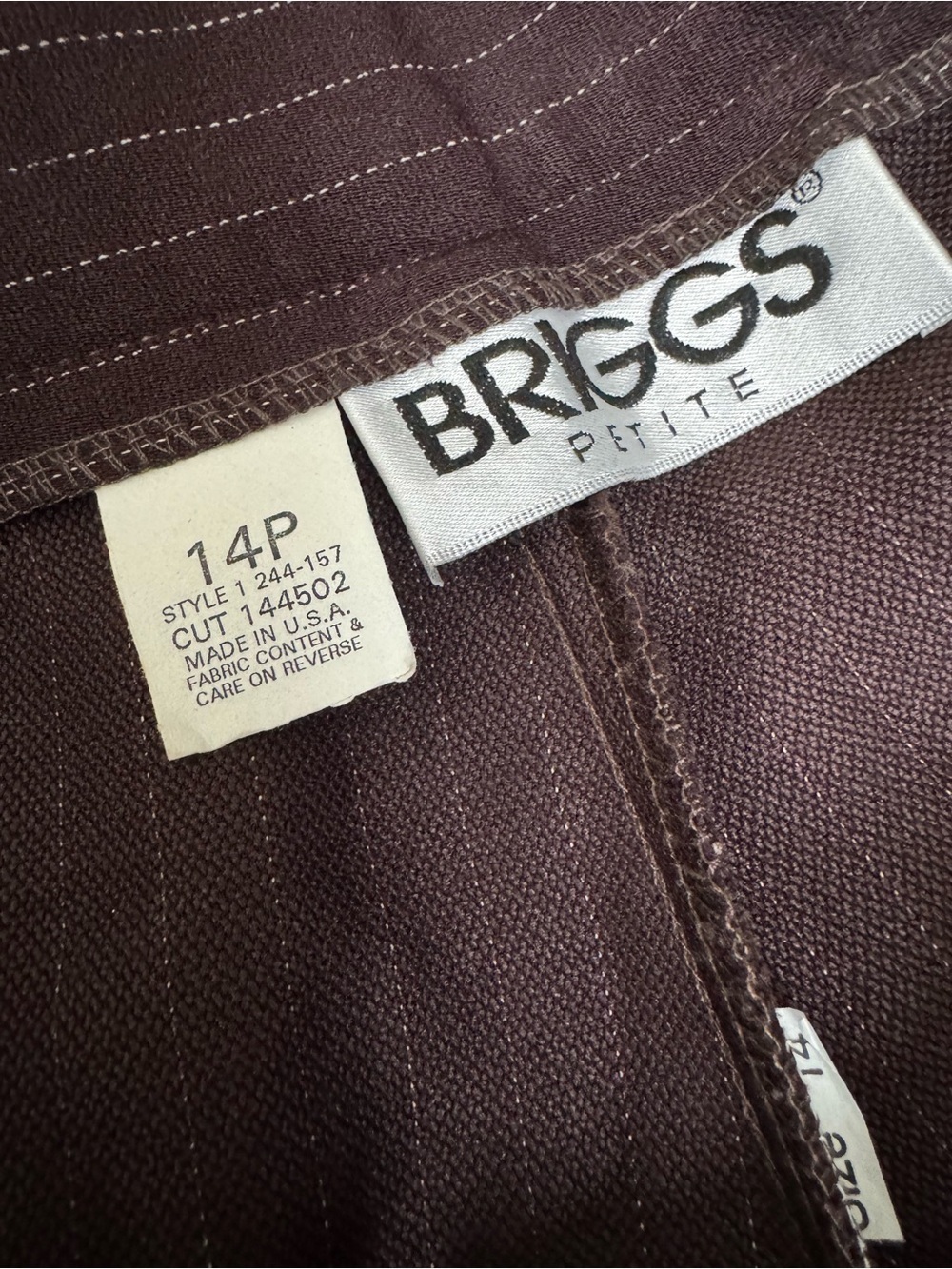 Briggs Petite Brown Pinstripe 2 Piece Pant Suit Set NWT Size 14P Career Office - Picture 9 of 11